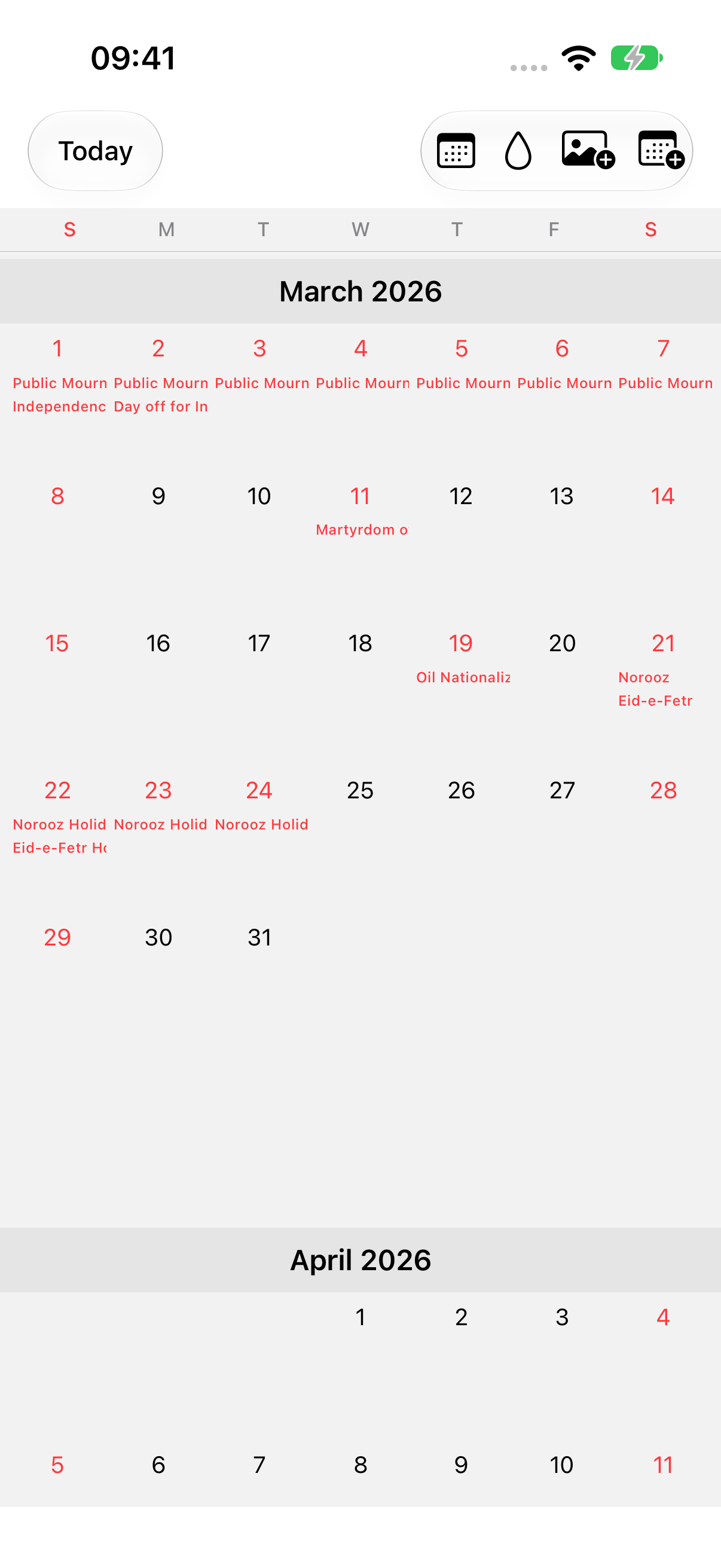 March 2026 in OurDay, with Korea’s Independence Movement Day and Iran’s Nowruz on one calendar.