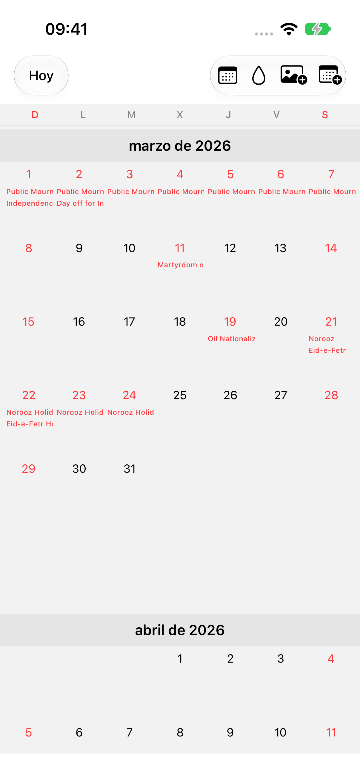 Marzo de 2026 en OurDay: el Día del Movimiento de Independencia de Corea y el Nowruz de Irán en un solo calendario.