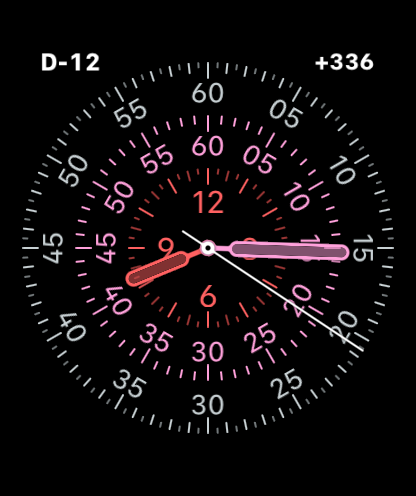 Apple-Watch-Zifferblatt mit ausschließlich D-12 und +336