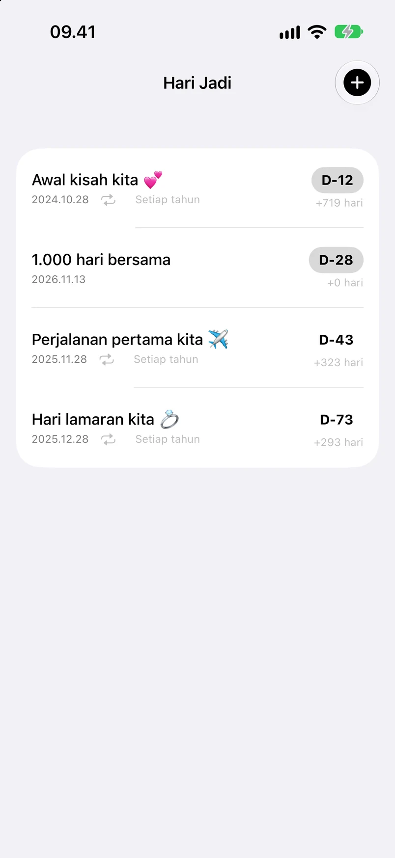 Daftar hari jadi: D-12, D-28, D-43, D-73