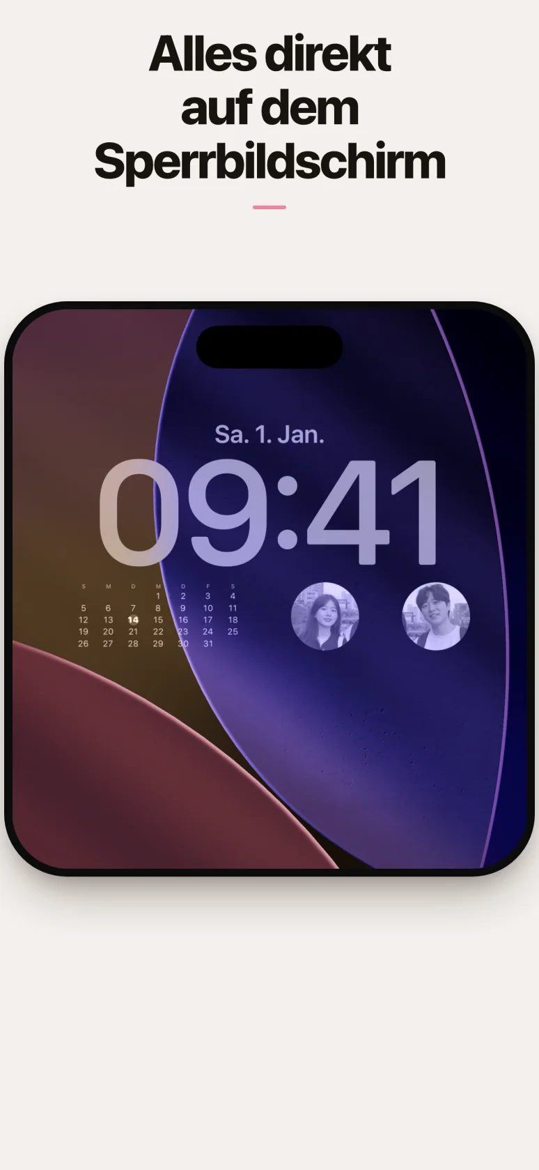 Sperrbildschirm-Widget mit Terminen