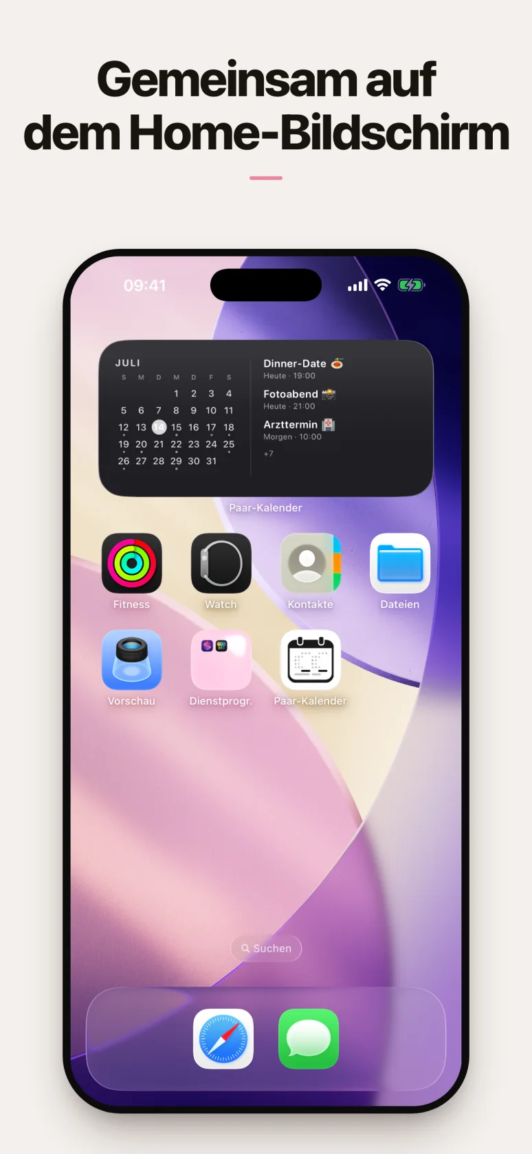 Homescreen-Widget mit den nächsten Terminen