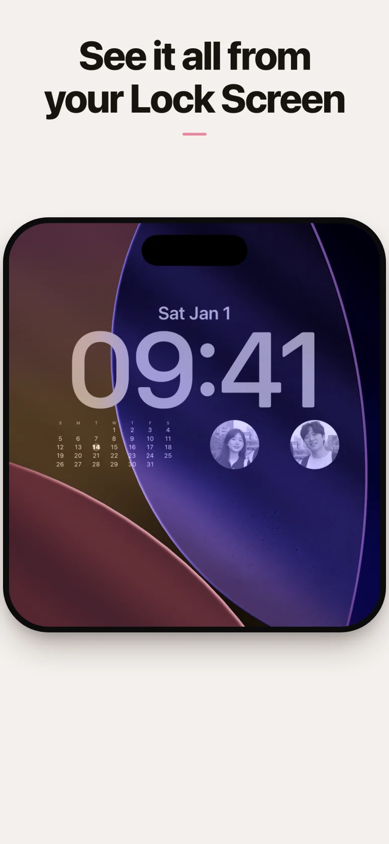 Lock Screen widget showing shared plans