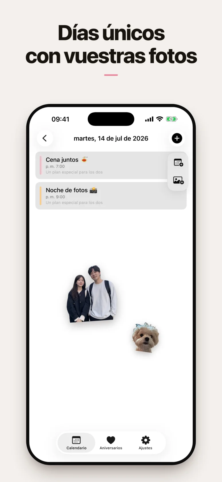 Vista del día decorada con stickers de fotos