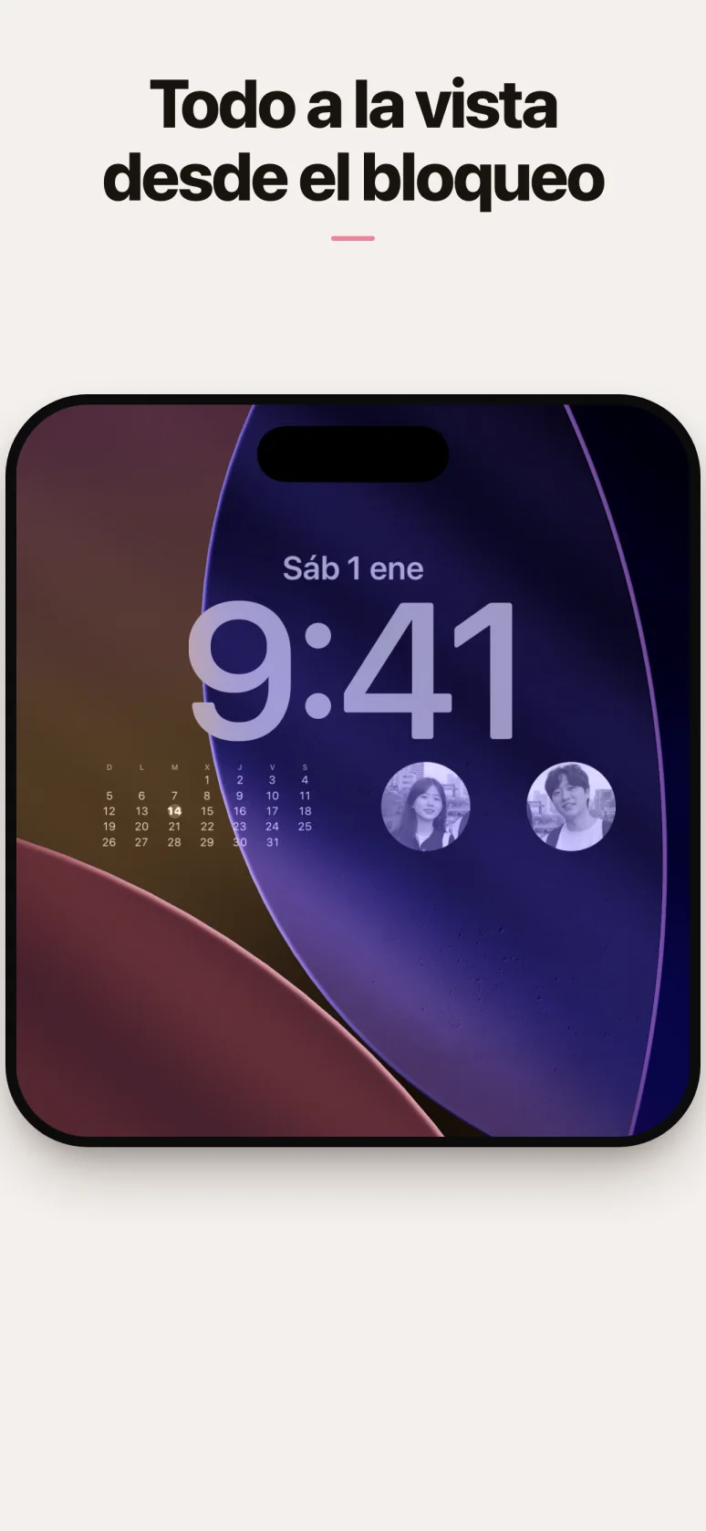 Widget de la pantalla de bloqueo con los planes