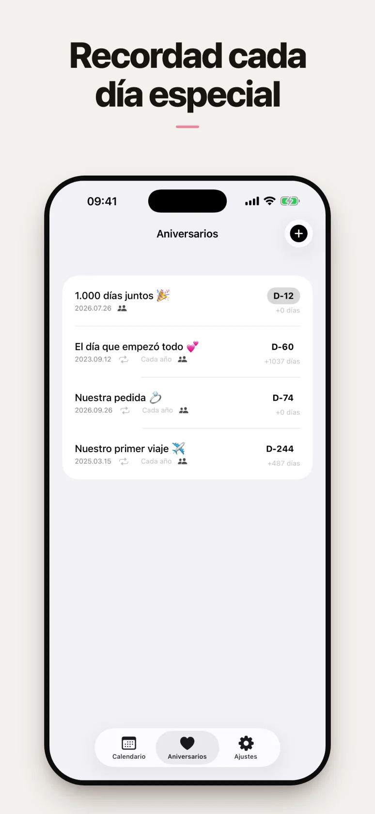 Lista de cuentas atrás de aniversarios