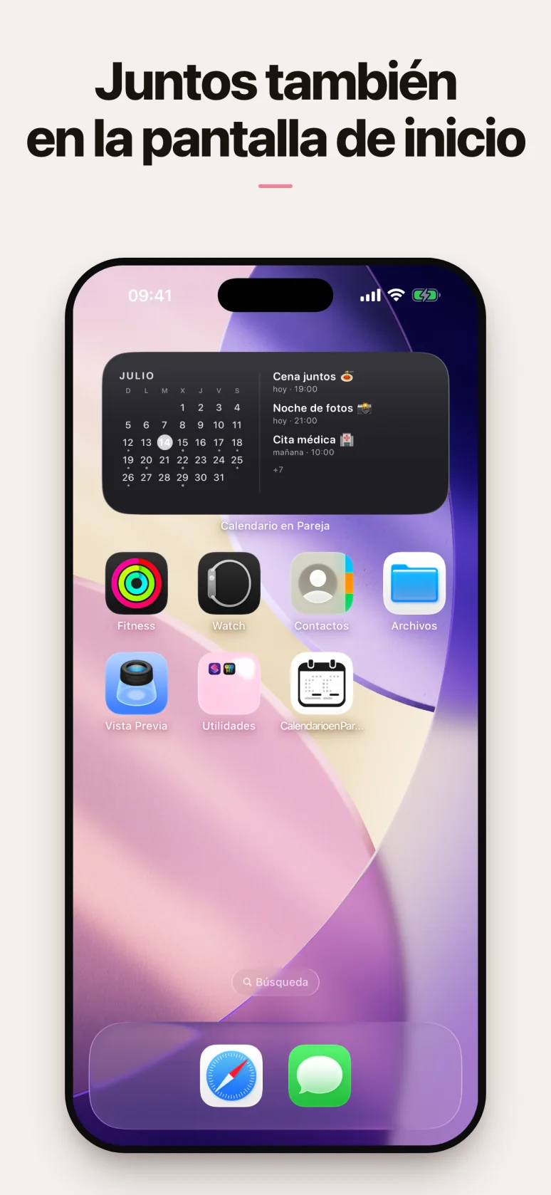Widget de la pantalla de inicio con los próximos planes