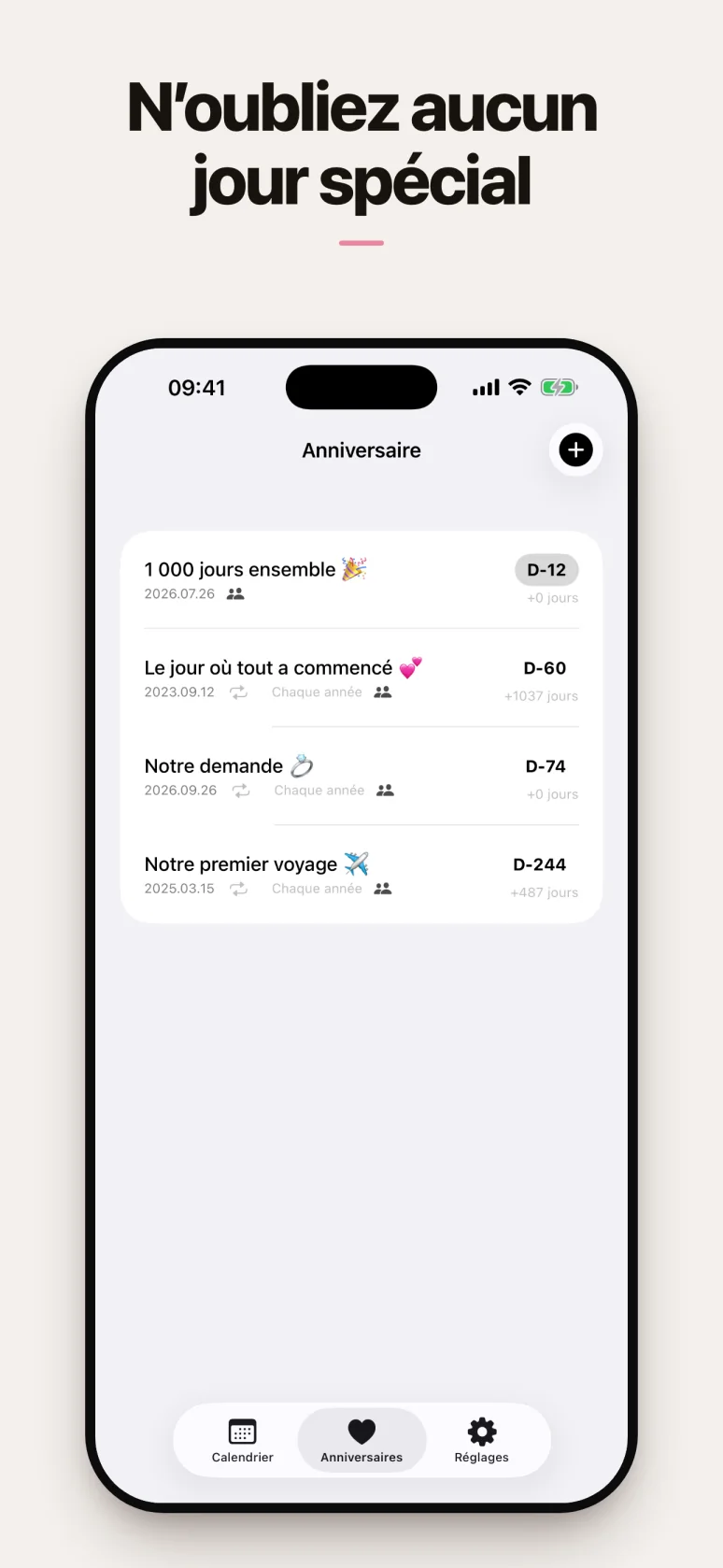 Liste des comptes à rebours d'anniversaires