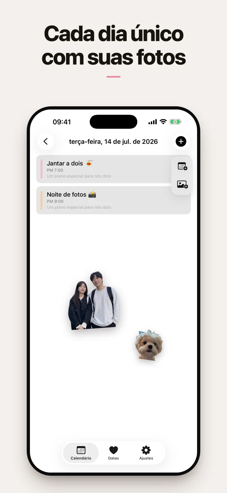 Visão do dia decorada com adesivos de foto