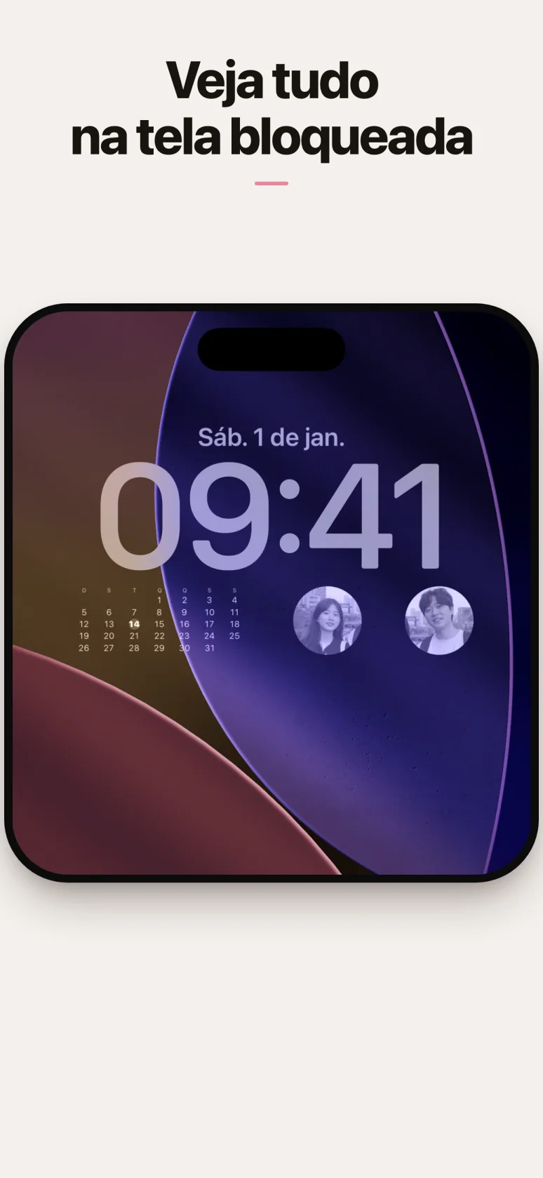 Widget da tela de bloqueio com os compromissos